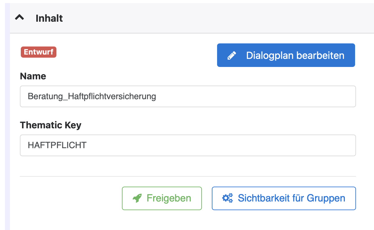 Bearbeitungsspalte eines Dialogplans im Entwurfsmodus