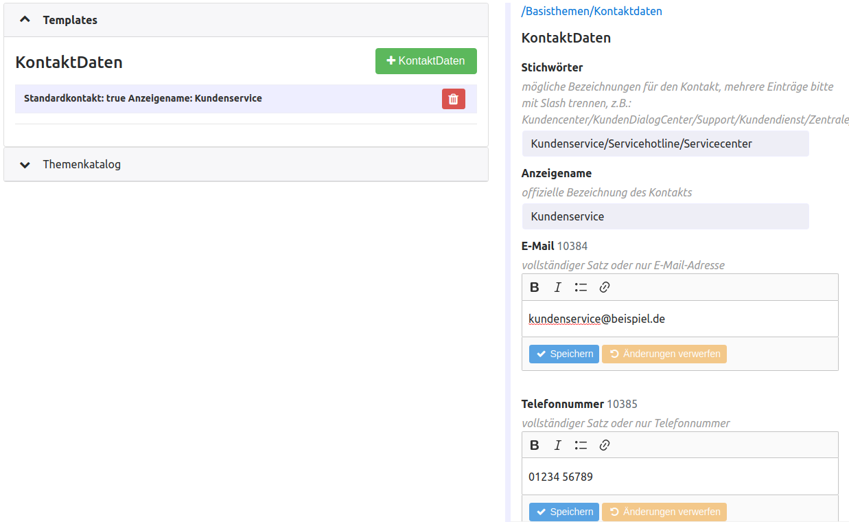 Pflege von Kontaktdaten