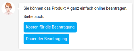 Hinweis des Chatbots auf weiterführende Antworten