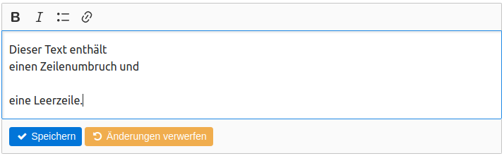 Formatierungsoptionen im Eingabefeld (Zeilenumbrüche und Leerzeilen)