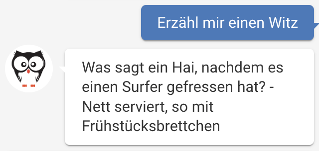 Chatbot erzählt einen zufällig ausgewählten Witz