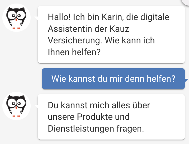 Chatbot duzt den Nutzer, da dieser ihn ebenfalls geduzt hat